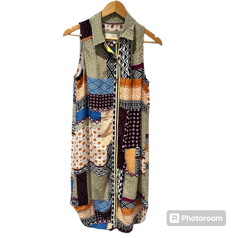 Anthropologie Everyway Patchwork‎ Midi Length Shirtdress 4